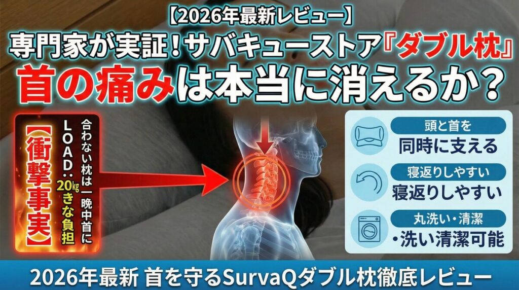【2026年最新レビュー】専門家が実証！サバキューストア「ダブル枕」で首の痛みは本当に消えるか？