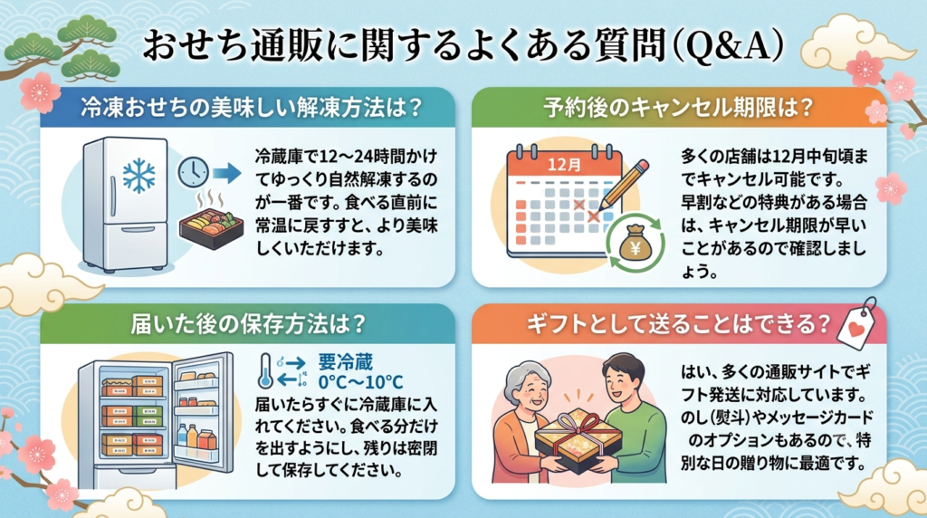 冷凍おせちの正しい解凍方法と注文キャンセルのQ&A図解