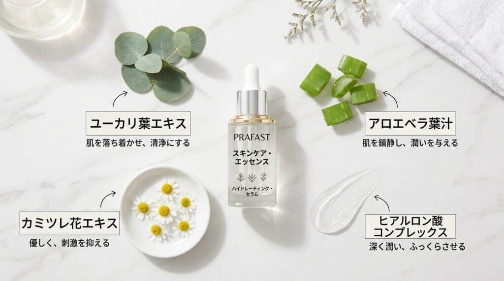 プラファストに配合されているトラネキサム酸や成分の特徴を解説する画像